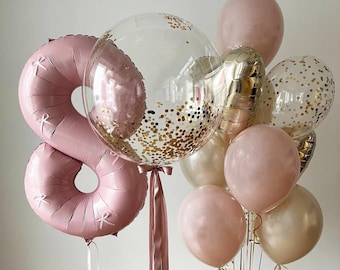 Floral Chic Pink & Gold Balloon Bouquet | Luxurious Birthday Decorations