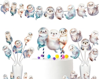 Seal Baby Shower and Birthday Party Supplies Set - Banner, Centerpieces, Cupcake Toppers, Cake Topper