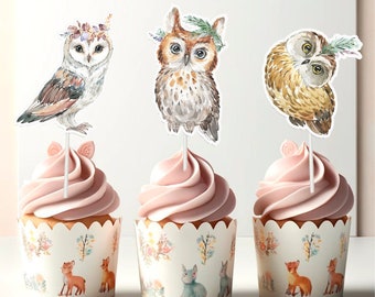 Owl Cupcake Toppers - Whimsical Owl Cake Decorations for Enchanting Celebrations