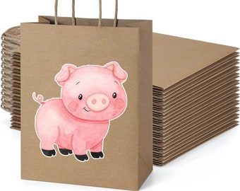 6 Pcs Pig Farm Animals Party Favor Bags | Barnyard Animals Birthday Party Supplies | Farm Animals Birthday Decorations Favors