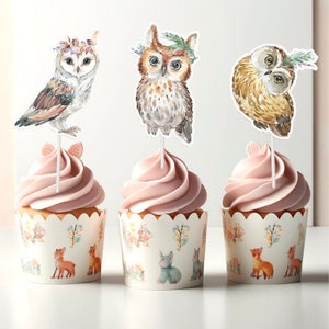 Owl Cupcake Toppers - Whimsical Owl Cake Decorations for Enchanting Celebrations