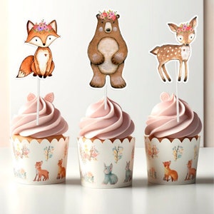 Woodland Animals Cupcake Toppers