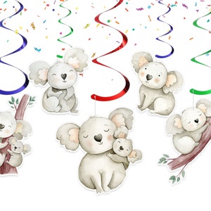 Koala Swirls for kids | Koala Streamers | Eucalyptus Koala Hanging Ceiling Streamers for kids | Koala Birthday Decorations Baby Shower