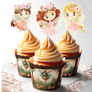 Fairy Cupcake Toppers Garden Theme for kids | Fairies Party Supplies for Birthday , Baby Shower Fairy Cupcake Toppers for Girls