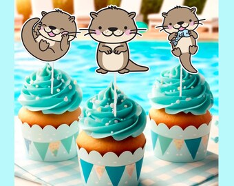 10 pcs Otter Cupcake Toppers - Charming Otter Cake Decorations for Fun-Filled Celebrations