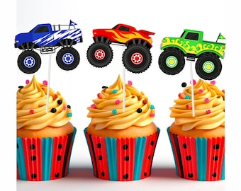 10 Pcs Trucks Cupcake Toppers | Truck Party Supplies for Birthday and etc.  | Cars Theme Birthday Decorations