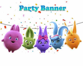 Sunny Bunnies Birthday Decorations Banner Cute Cartoon Sunny - Etsy Sunny Bunnies Birthday Decorations Banner Cute Cartoon Sunny - Etsy