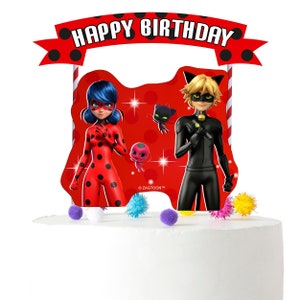 Miraculous Ladybug Cake Topper. Cartoon Miraculous Ladybug Party Supplies for Birthday Theme Party.