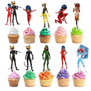 10 pcs Miraculous Ladybug Cupcake Toppers Adorable Party Decorations for Miraculous-Themed Celebrations image 2