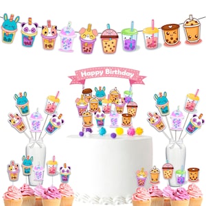 Boba Milk Tea Birthday Party Decoration Set! Great Bundle for Bubble Tea Theme for Girls!