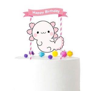 Adorable Axolotl Cake Topper for Birthday Parties - Cute Pink Amphibian Decoration - Personalized Party Supplies