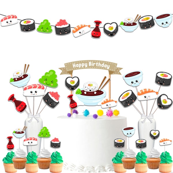 Sushi Birthday Party Decoration Set! Great Bundle for Sushi Theme for Kids!