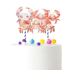 Adorable Crabs Cake Topper for Baby Shower - Under the Sea Theme Decor