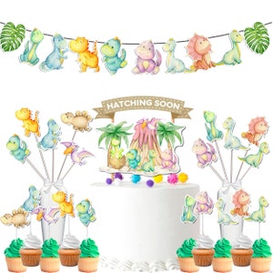 Dino Baby Shower Party Decoration Set , Dinosaur Boy Theme Party Supplies Bundle for Baby Shower.
