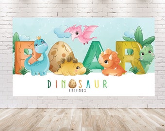 5x3FT Dino Roar Backdrop for Birthday | Baby Shower Party Decorations . Dinosaur Background for Baby Shower . Cute Dinos Photo Banner