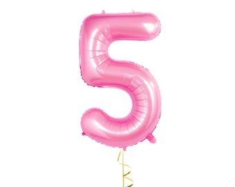 32 Inches Foil Pink 5 Shaped Balloon for Birthday Decorations | Baby Shower | Bridal Shower and etc| Pink Party Theme Five Mylar Balloons