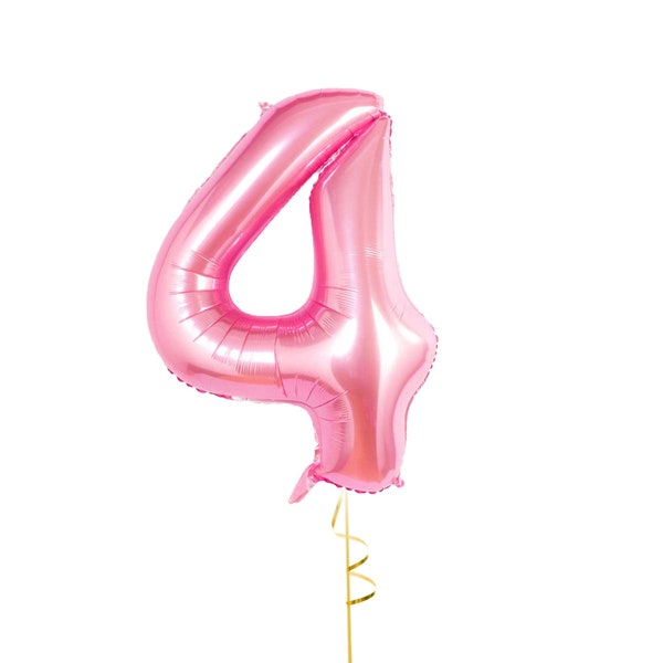 32 Inches Foil Pink 4 Shaped Balloon for Birthday Decorations | Baby Shower | Bridal Shower and etc| Pink Party Theme Four Mylar Balloons