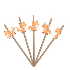 10 PCS Fox Woodland Animals for Baby Shower , 1st Birthday | Forest Foxes Theme Baby Shower Party Supplies and Party Decorations