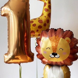 Jungle Safari Balloon Set with Lion and Giraffe for Kids Birthday Parties, Animal-Themed Celebrations