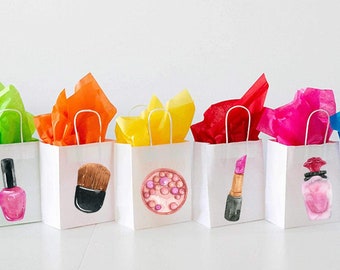 6 Pcs Beauty Make up Party Favor Bags | Spa Birthday Party Supplies | Makeup Birthday Decorations Favors