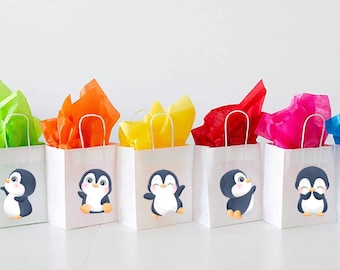 6 Pcs Penguin Winter Party Favor Bags | Under The Sea Birthday Party Supplies | Ocean Animals Birthday Decorations Favors