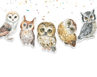 Owl Woodland Animals Birthday Banner For Baby Shower or Birthday Party