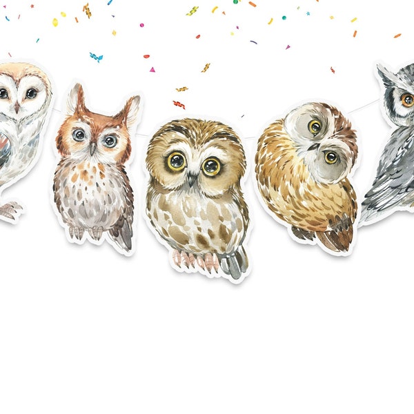 Owl Woodland Animals Birthday Banner For Baby Shower or Birthday Party