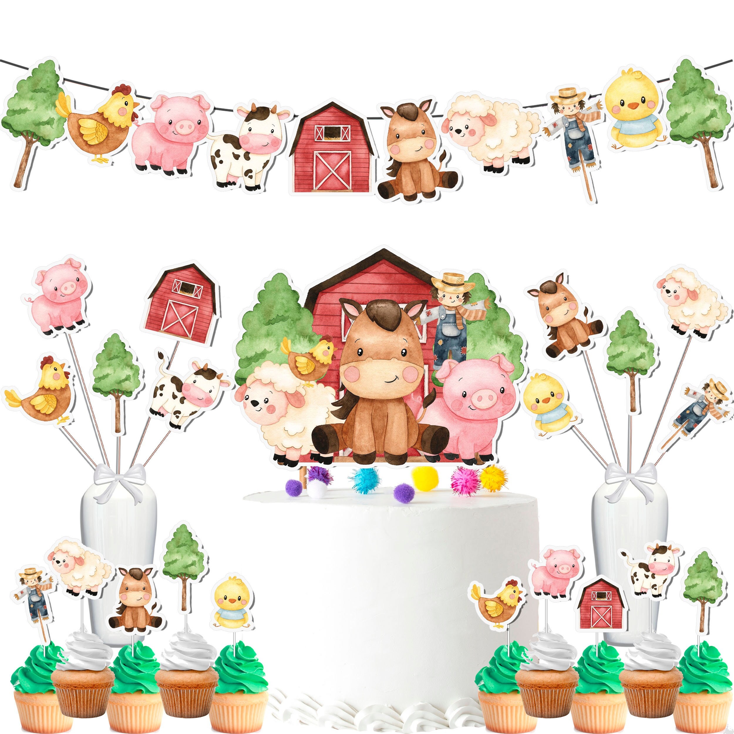 Farm Animals Party Decor Set - Rustic Fun for Birthdays & Baby Showers