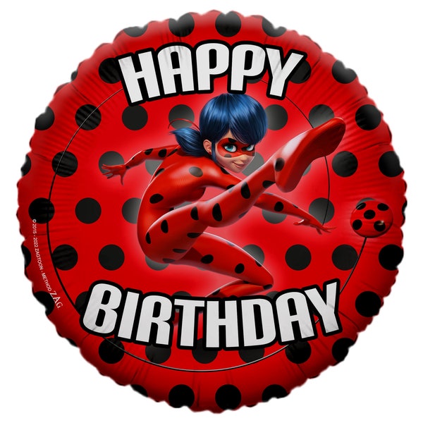 Miraculous Ladybug Foil Balloon for Themed Birthday Parties - Vibrant Red Helium-Quality Balloon for Children's Celebrations