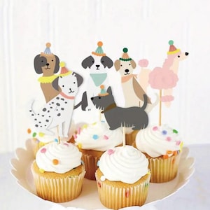 6 Pcs Playful Pup Cupcake Toppers - Handcrafted Dog Party Picks for Birthdays, Pet Celebrations, and Puppy Parties