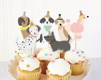 6 Pcs Playful Pup Cupcake Toppers - Handcrafted Dog Party Picks for Birthdays, Pet Celebrations, and Puppy Parties