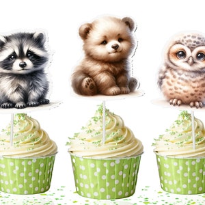 10 Pcs Charming Woodland Animals Cupcake Toppers - Perfect for Baby Showers & Birthday Celebrations