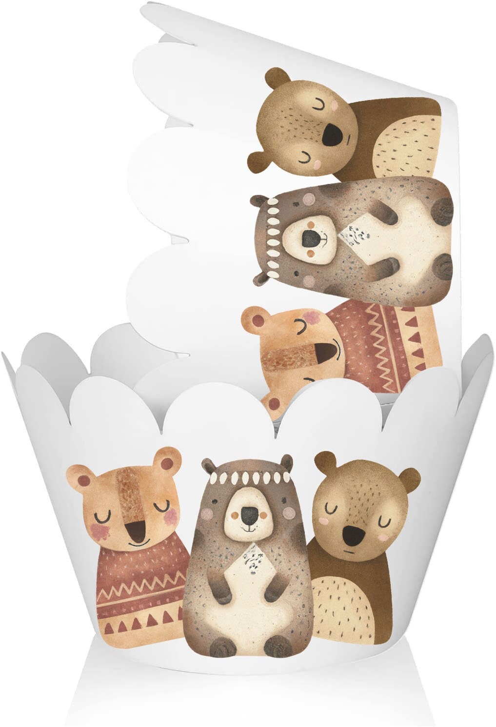 10 Pcs Bears Woodland Animals Cupcake Wrappers Forest Cupcake Cups for Birthday Baby Shower Party Supplies Animals Birthday