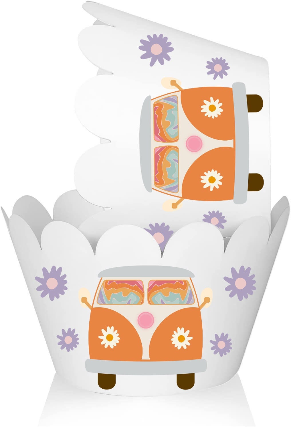 Groovy Van Cupcake Wrappers for Theme Birthday Baby Shower Party Supplies and Decorations
