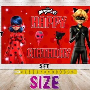 5x3ft Miraculous Ladybug Backdrop for Birthday Party Decorations ...