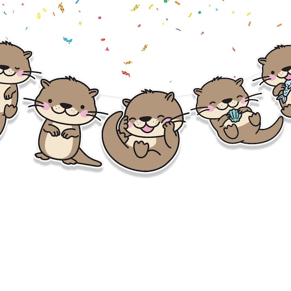 Otter Birthday Banner Cute Sea Animals Friends Party Supplies | Birthday Decorations for Cute Otters Theme