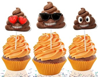 NEWMOJI® Poop Emoji Cupcake Toppers - Set of 10 - Perfect for Fun Birthday Parties and Celebrations