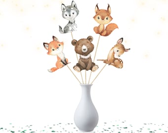 5 Pcs Large Woodland Centerpieces for Kids | Baby Shower , Birthday Woodland Animals Party Supplies | Woodland Forest Animals Decorations