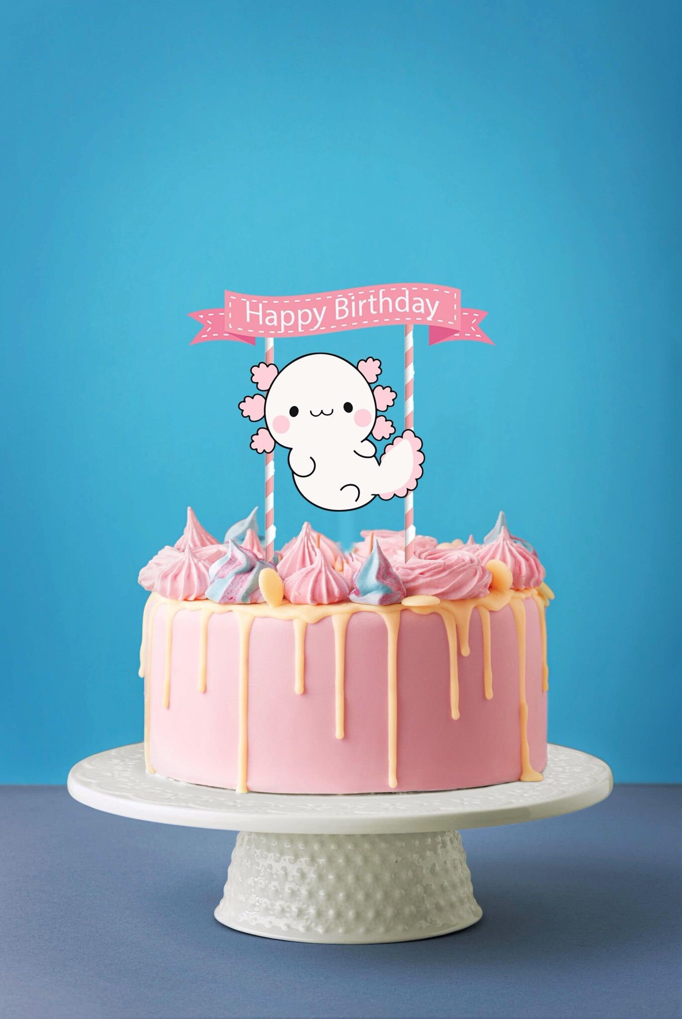 Axolotl Cake Topper for Kids cute Axolotl Ocean Animals Birthday Party  Supplies Axolotls Theme Birthday Decoration 