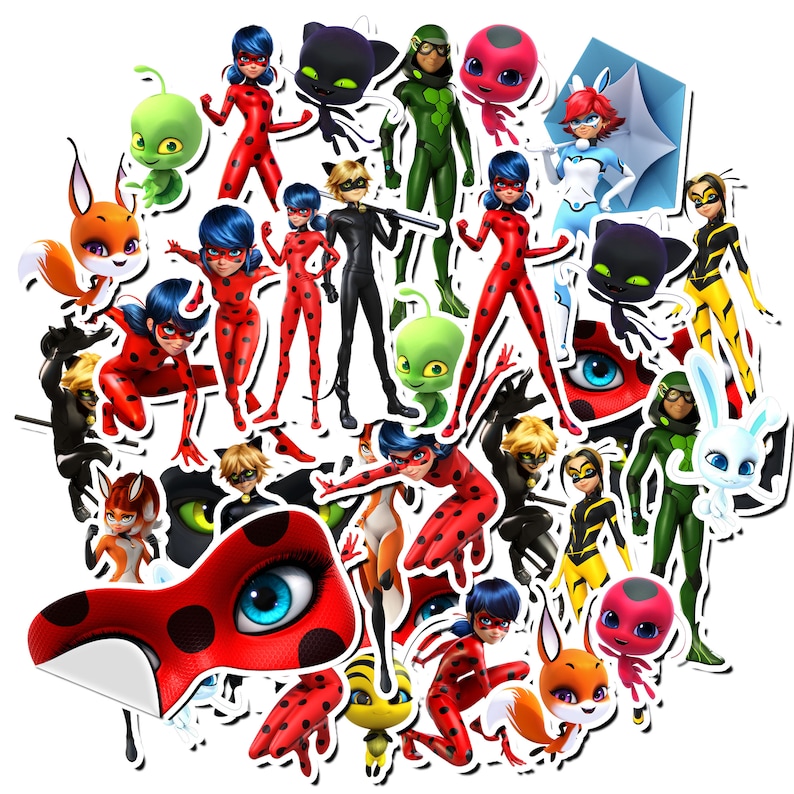 Miraculous Ladybug Stickers, Cartoon Vinyl Decals for Case, Phone, Laptop, Computer, Water Bottles, Luggage, Gift Bag, Party Favors image 5