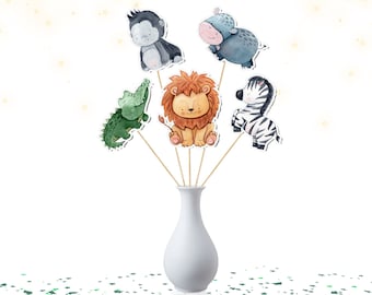 5 stuks jungle dieren thema tafel centerpieces - ideaal voor babyshower en verjaardagsfeestdecoratie