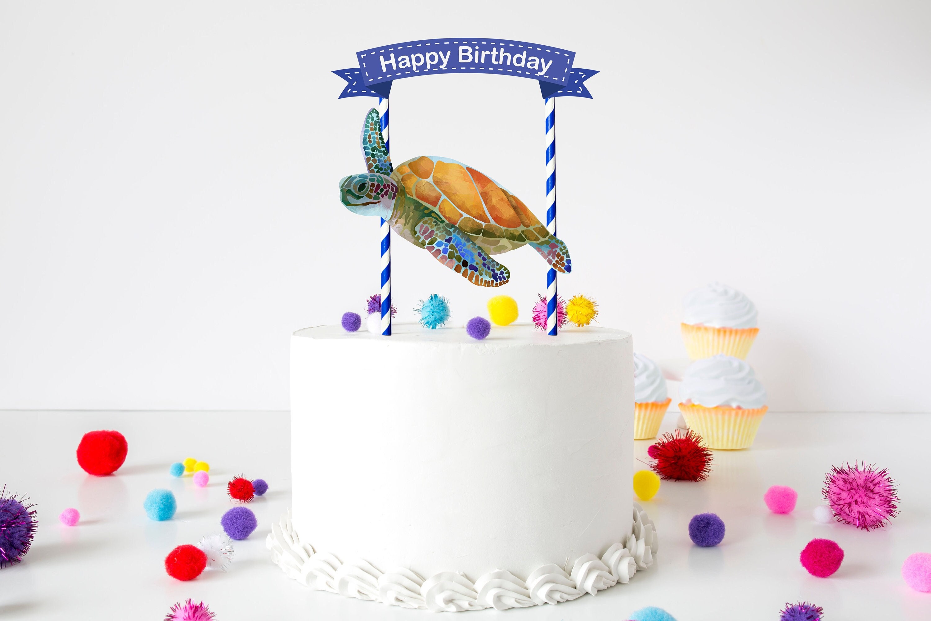 Décorations Gâteau Tortues De Mer - Lot De 20, Thème Marin, Pour Anniversaire, Baby Shower Ou Fête