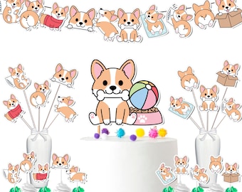 Corgi Party Decor Set - Charming and Playful Celebration for Birthdays & Baby Showers