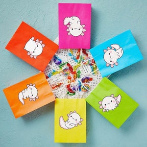 6 Pcs Axolotl Party Favor Bags | Axolotls Birthday Party Supplies | Axolotl Ocean Animals Birthday Decorations Favors