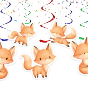 Serpentinas de techo colgantes Woodland Fox para decoraciones de fiesta de cumpleaños o baby shower de animales del bosque