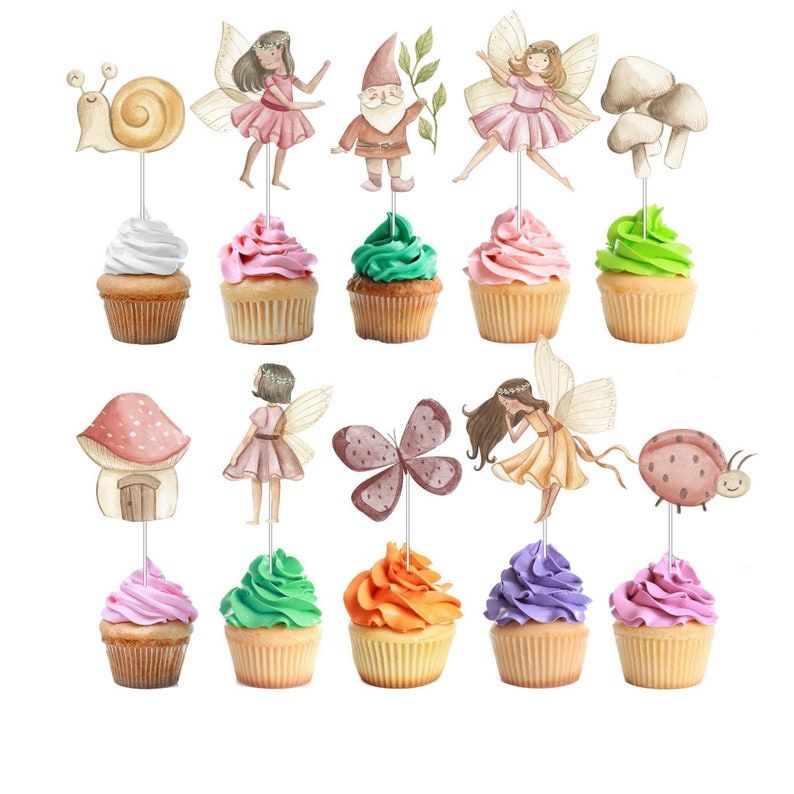 Fairy Cupcake Toppers Garden Theme for Kids Fairies Party Etsy