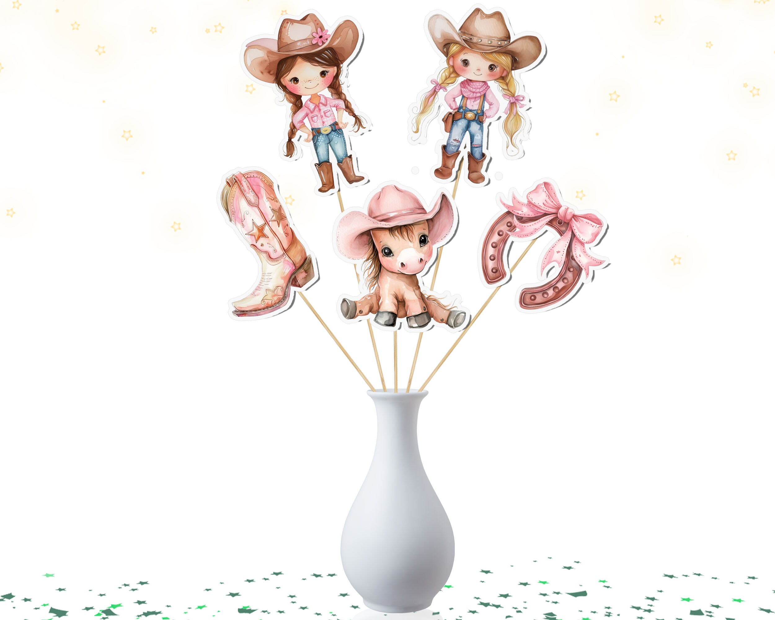 5 Pcs Delightful Pink Cowgirl Table Centerpieces Ideal for Baby Showers WesternThemed Birthday Parties