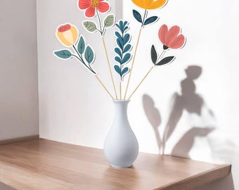Wildflower Centerpiece Sticks – 5 Pcs | Baby in Bloom Table Decor | Garden Baby Shower Flowers | Fairy Party Centerpiece Picks