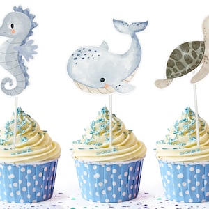 Under The Sea Cupcake Toppers for kids | Under The Sea Baby Shower Birthday Decorations for kids | Under The Sea Party Supplies