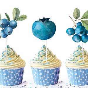 Berries Cupcake Toppers for kids | Juicy Berry Baby Shower Birthday Decorations for kids | Blueberry Party Supplies